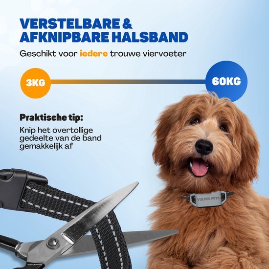 Vulpes Goods® Anti Blafband MAX - Opvoedingshalsband Zonder Schok - Anti Blaf Apparaat voor Kleine & Grote Honden - Waterdicht - Oplaadbaar - Vibratie en Audio - 3 Extra Halsbanden