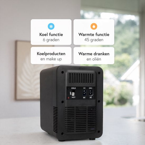 Mini koelkast 5L - Skincare & make-up fridge - Eten & drinken - Organizer - 12V & 230V - Koel & warm - Auto koelkast - Compact - Zwart