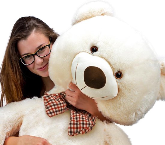 Monzana Knuffelbeer XL - 100cm Staand Pluche - Crème