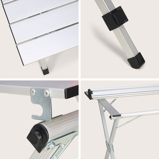 TRVLMORE Campingtafel - 120x70x70cm - Lichtgewicht met Aluminium Frame - Vouwtafel Verstelbaar - Kampeertafel - Klaptafel - Zwart