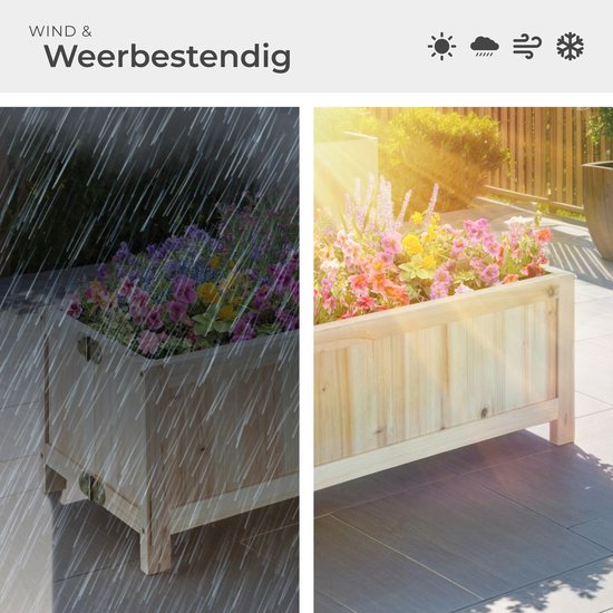 tectake® Verhoogde Plantenbak Blomster - Bloembakken voor buiten Rechthoekig - Inclusief folie - Opvouwbare Houten Bloembak - Stabiel en Weerbestendig - 70 x 30 x 25 cm - Tuinbed voor Kruiden, Groenten en Bleomen - Antraciet