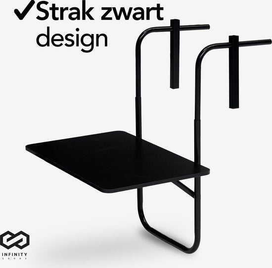 Infinity Goods Balkontafel - Inklapbaar - 40 x 60 CM - Verstelbaar - Hangend - Zwart