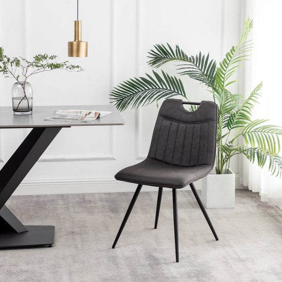 Furnihaus Eetkamerstoel Leon Microvezel Antraciet Set van 2