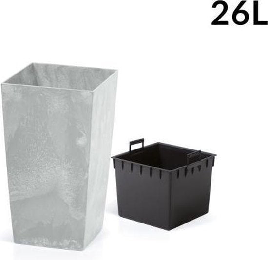 Deuba Bloempot - Beton Design 26L - 26,5 x 26,5 x 50cm Grijs
