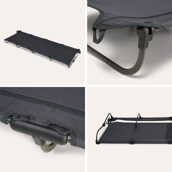 TRVLMORE Veldbed Opvouwbaar - 120KG Draagvermogen - Campingbed Incl. draagtas - Stretcher 1 Persoons - Stalen Frame - 193x66x15 cm - Grijs