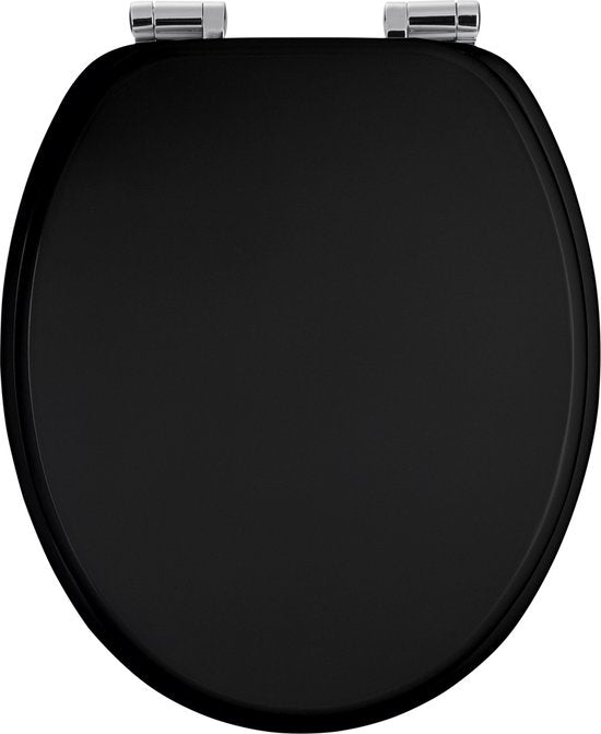 Casaria Wc-bril met Deksel Sluitingsmechanisme Toiletzitting MDF Zwart
