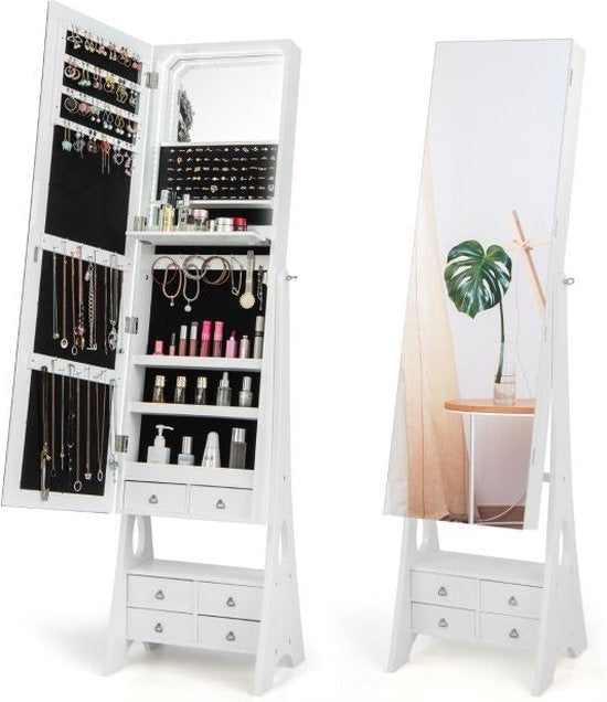 Coast Spiegel- en Sieradenkast - Met LED Verlichting - 120 x 37 x 11 cm - Wit