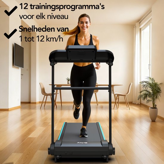 Brixy Loopband – Inklapbaar – Wandelband – 12 Programma’s – Tablethouder – Hellingsfunctie – Treadmill – 1–12 km/u