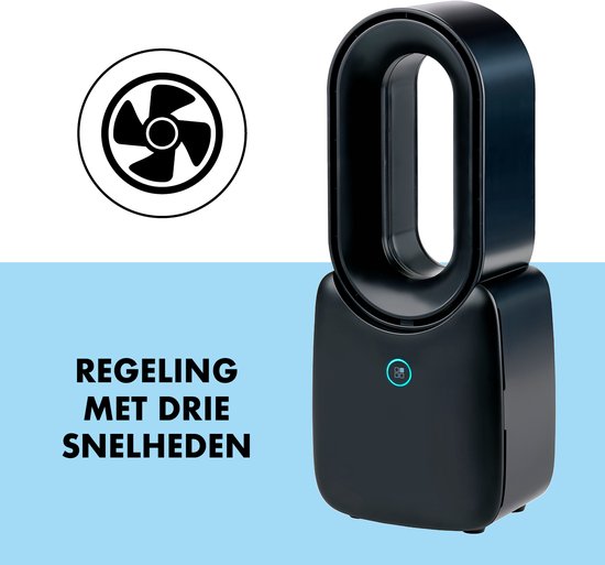 Lifetime Air Tafelventilator - Ventilator USB-C Oplaadbaar - Statief Ventilator met Nachtlampje en Afstandsbediening - Ventilator met Afstandsbediening en 3 Snelheden - Zwart