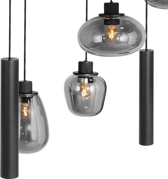 Steinhauer - hanglamp - Reflexion - zwart - glas metaal - design lamp - E27 GU10 - 3796ZW