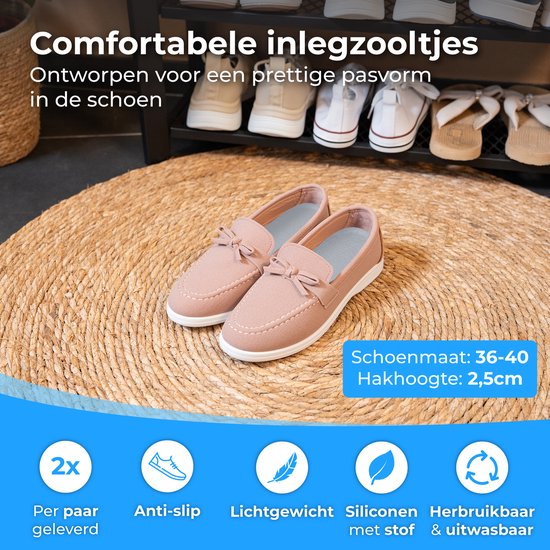 Nuvance Inlegzolen - 2.5cm Hakverhoger - Hielbeschermers - 2 Stuks - Maat 36-40 - Heren & Dames - Hielzooltjes - Blauw
