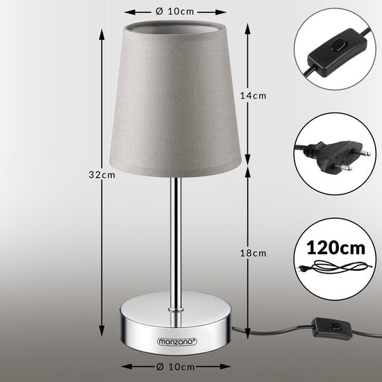 Monzana Tafellamp 1 Stuks – Incl. Lampenkap/ E14/ 32cm – Taupe