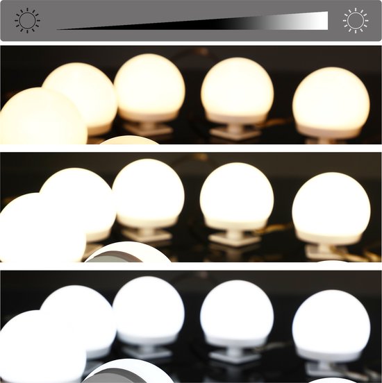 Casaria Make up tafel Lucia - Lade Spiegel LED 4 Planken 140x110 - Wit