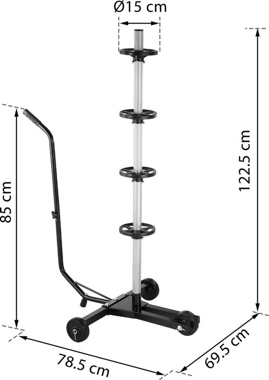 Monzana Velgenboom Verrijdbaar tot 225mm incl. Beschermhoes en Accessoires Zwart