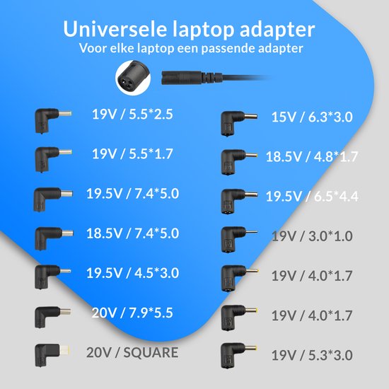 Velociy Universele Laptop Adapter - Laptop Oplader - Alle Merken - 45W-65W-90W