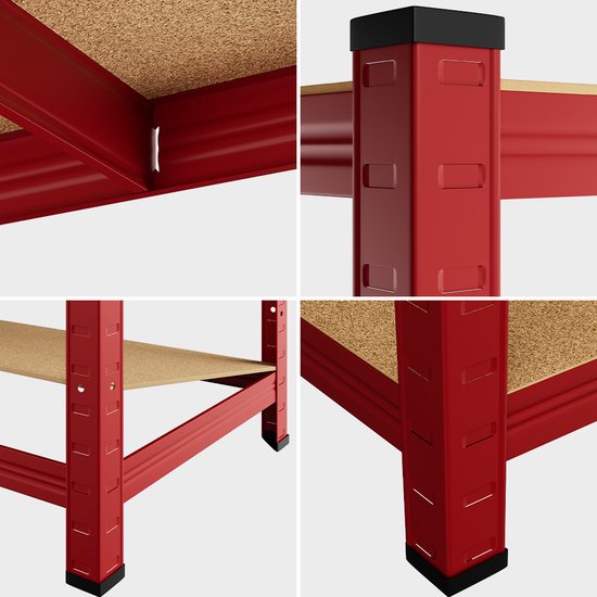Monzana Stellingkast Metaal - incl. 5 MDF planken - tot 875kg \\u2013 Rood