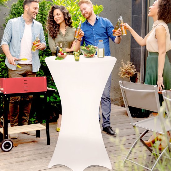 Deuba Statafelrok Tafelkleed Stretch 30°C Wasbaar Ø 60 cm Wit