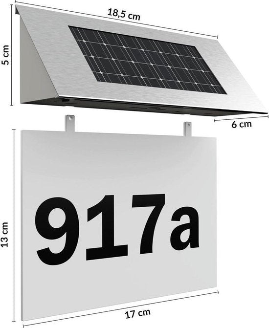 Monzana Solar Huisnummer lamp - Huisnummer verlichting - Zonne-energie - Wit