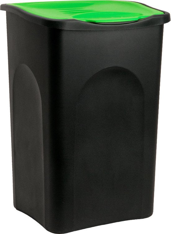 Vuilnisbak 50L - 56x37x39cm - Zwart Groen