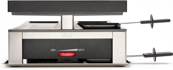 Solis 3 in 1 Tafelgrill 7911 Gourmetstel 10 Personen - Raclette Gourmet Set - Bakplaat Gourmetten - Zilver/Zwart