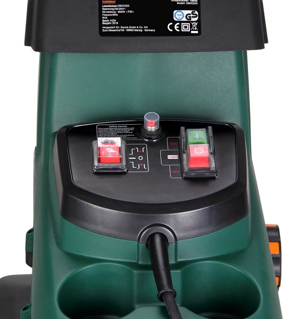 Gardebruk Hakselaar - Elektrisch 3100W 45mm Takdikte 60l - Groen