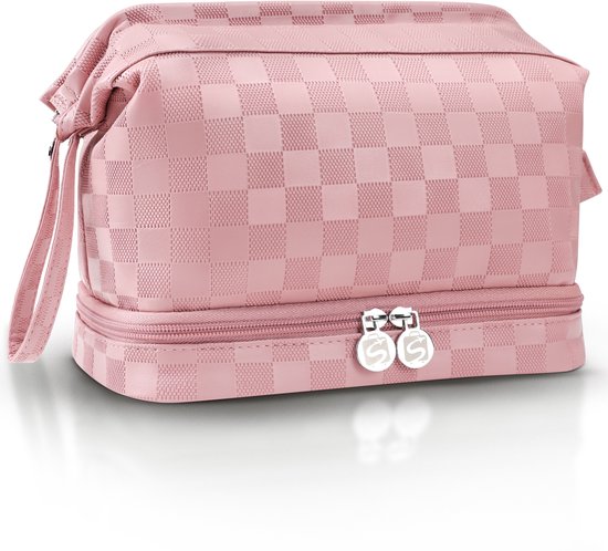SC Travel Essentials - Toilettas en Make-up Organizer - Waterdicht en Compact - Geschikt voor Reis en Dagelijks Gebruik - Unisex - Roze