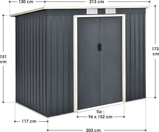 Juskys Metalen tuinhuis M - 213 × 130 × 173cm
