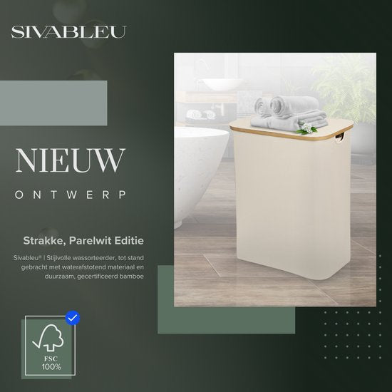 Sivableu wasmand 3 vakken – wassorteerder – 160L – met 3 uitneembare zakken – wasmand – wassorteerder met deksel – opvouwbaar