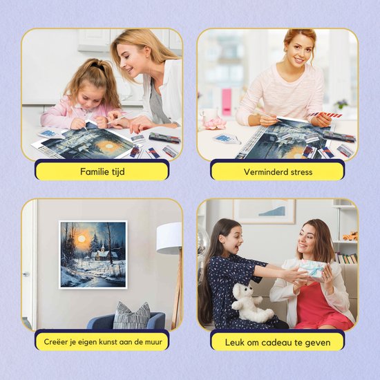 Rubye® Diamond Painting - Diamond Painting Volwassenen - Diamond Painting Kinderen - Diamond Painting Pakket Volledig - Wintershuis -30x30cm