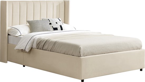 Gestoffeerd bed Savona - 200 x 120 cm - Beige - Incl. Bedlade
