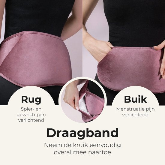 STAUS&BACH Bellune - Elektrische kruik met hoes - Warmwaterkruik met 3 warmtestanden (50°C tot 65°C) - 2 tot 10 uur Warm - Warmtekruik voor baby - Buikverwarmer, nekverwarmer en rugverwarmer - Menstruatie warmteband - Roze