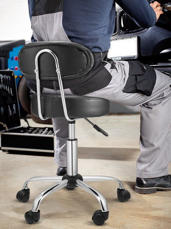 Casaria draaikruk met rugleuning - Zithoogte verstelbaar 46 - 60 cm