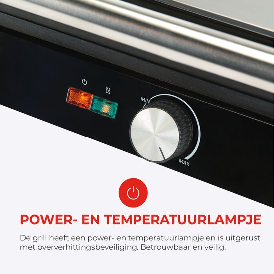 Bourgini Contact Grill Classic - Paninigrill en Tosti ijzer - Anti-aanbaklaag - Zwevend deksel - Grillapparaat - Contactgrill - RVS - BPA vrij