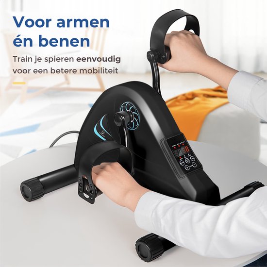 Safelife stoelfiets met elektrische ondersteuning - bureaufiets - voor armen en benen - stoelfiets bewegingstrainer - voor ouderen of revalidatie - fietstrainer - zwart