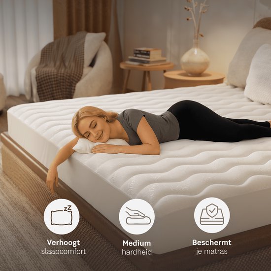CozySense® Topper 140x200 - 3 Comfortlagen - Gel-Infused Traagschuim - 3 cm - 360° Hold Elastieken