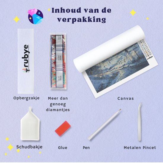 Rubye® Diamond Painting - Diamond Painting Volwassenen - Diamond Painting Kinderen - Diamond Painting Pakket Volledig - Wintershuis -30x30cm