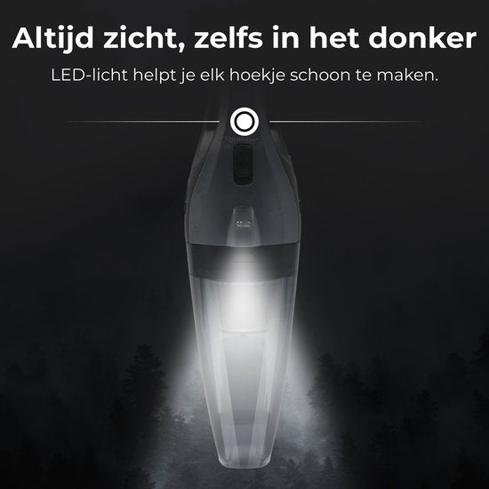 STAUS&BACH Kruimelzuiger met licht - Lichtgewicht kruimeldief snoerloos - Handstofzuiger voor auto - SuperNova - Zwart