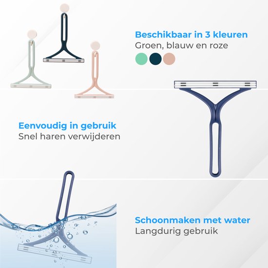 Nuvance - Haarverwijderaar voor Huisdieren - Kattenhaar Verwijderaar - Hondenhaar Verwijderaar - Pluizenverwijderaar - Blauw