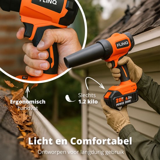 FlinQ Handblazer Premium - Draadloze Bladblazer met accu - Multi inzetbaar - Borselloze Motor - incl 2 accu's & oorbeschermers