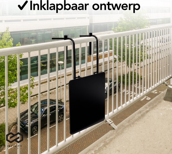 Infinity Goods Balkontafel - Inklapbaar - 60 x 60 CM - Verstelbaar - Hangend - Zwart