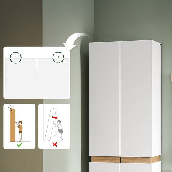 SoBuy KSB01-W Kledingkast, voor volwassenen, slaapkamer, kledingkast, voor slaapkamer, woonkamer, hal, 1 kledingkast, 2 deuren, 5 vakken