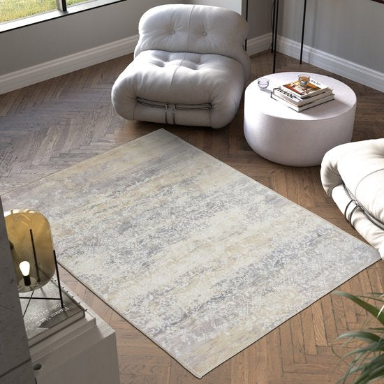 tectake® Vintage design tapijt - Dalia - Laagpolig vloerkleed voor woonkamer, kinderkamer, slaapkamer of hal - Wasbaar - Div. afmetingen - 160x230cm - beige
