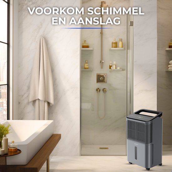 Kraft Luchtontvochtiger - 16L per dag - Was-droog Functie - Ontvochtiger voor Slaapkamer, Badkamer, Woonkamer - Dehumidifier - Antraciet