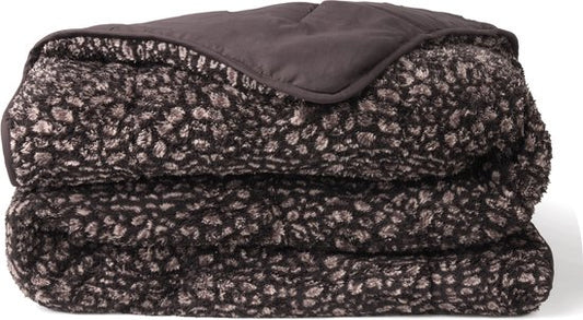 Soulsnooze Teddy Dekbed Panter Antraciet 240×220 - 2-in-1 Dekbed Zonder Overtrek - Wasbaar Dekbed zonder Hoes - Deken - Bedsprei - Fluffy Plaid