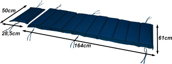 Detex Kussen voor ligstoel - waterafstotend - 7cm dikke vulling