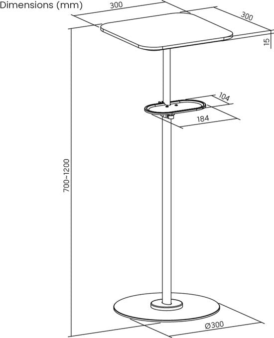 VDD - Beamer Statief - Beamer Beugel - Beamer Standaard - Projector Statief - Beamer Houder - Beamer Tafel - mediaplank - zwart