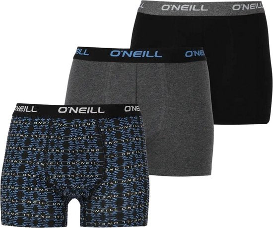 O'Neill Boxershorts Heren (3-pack) - Zwart, Grijs en Blauw - Maat S