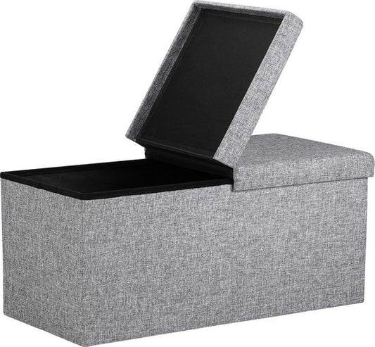 Casaria Zitbank met Opbergruimte - 80x40x40cm 100L Linnen Look – Lichtgrijs