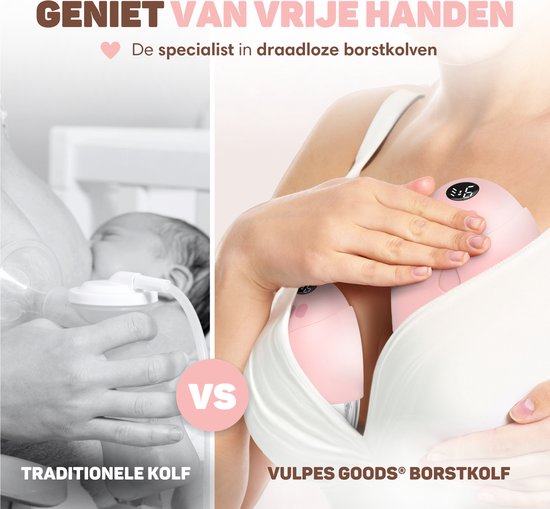 Vulpes Goods® BabyCare - Handsfree Borstkolf - Elektrische Draadloze Borstkolf - Draagbaar – Dubbele elektrische handsfree Kolf - 2 Stuks - MAX versie