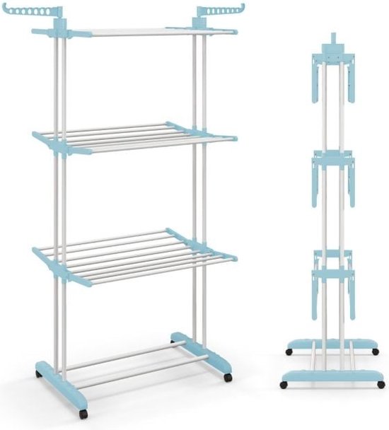 Coast 4-Traps Droogrek - Blauw - Metaal - 127x63x171cm
